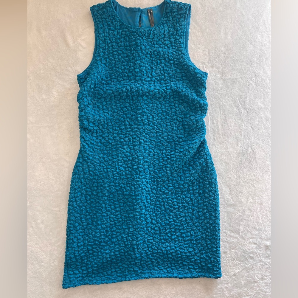 Anthropologie Textured Blue Mini Dress - Picture 4 of 12